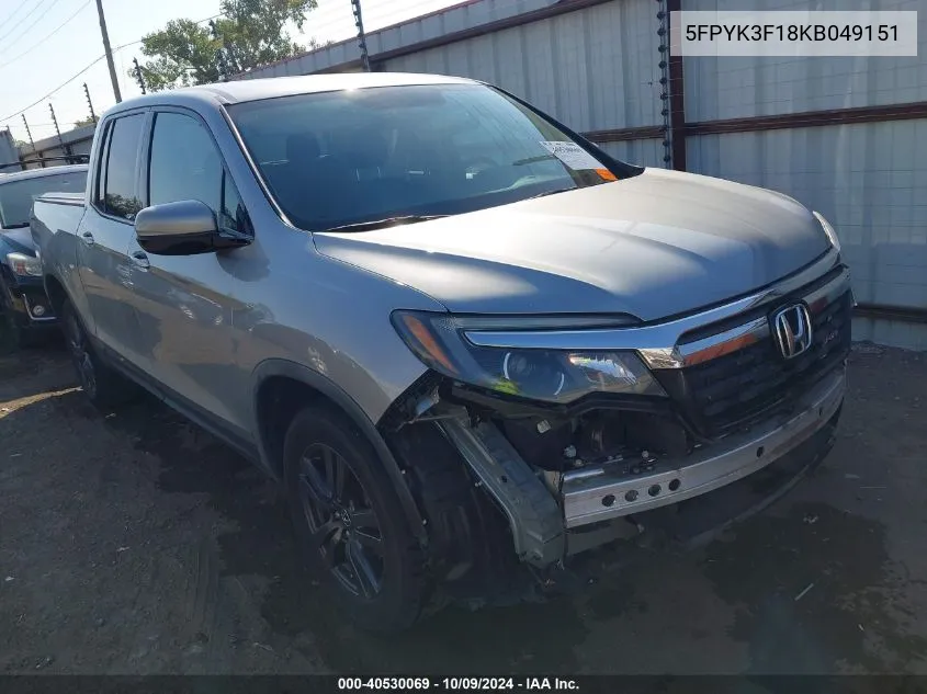 5FPYK3F18KB049151 2019 Honda Ridgeline Sport