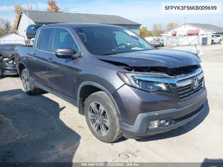 2019 Honda Ridgeline Rtl VIN: 5FPYK3F56KB009699 Lot: 40614189