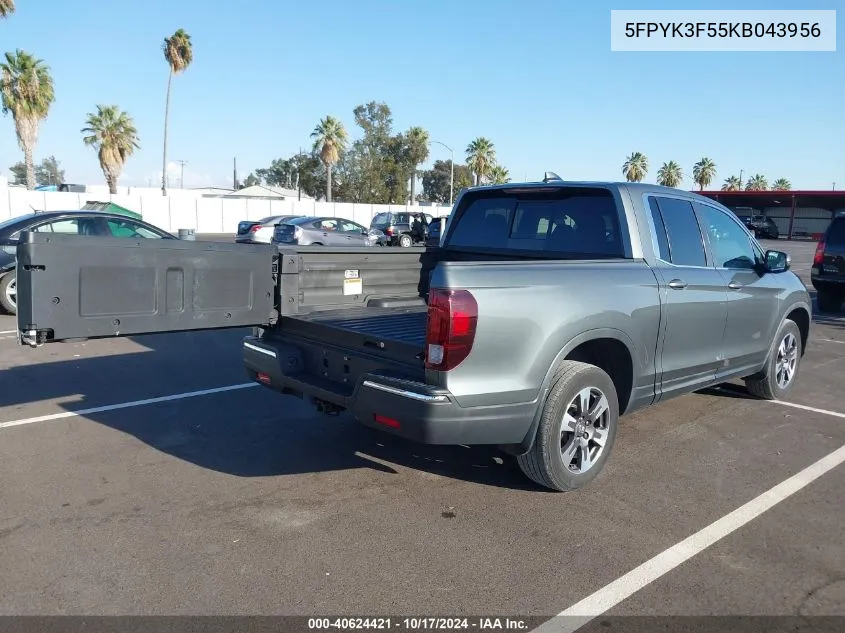 2019 Honda Ridgeline Rtl VIN: 5FPYK3F55KB043956 Lot: 40624421