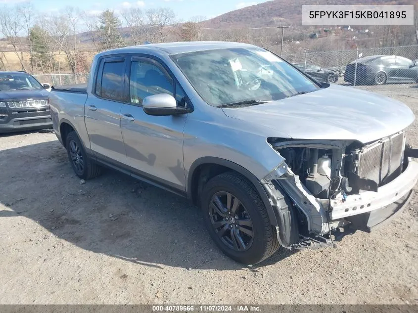 2019 Honda Ridgeline Sport VIN: 5FPYK3F15KB041895 Lot: 40789666