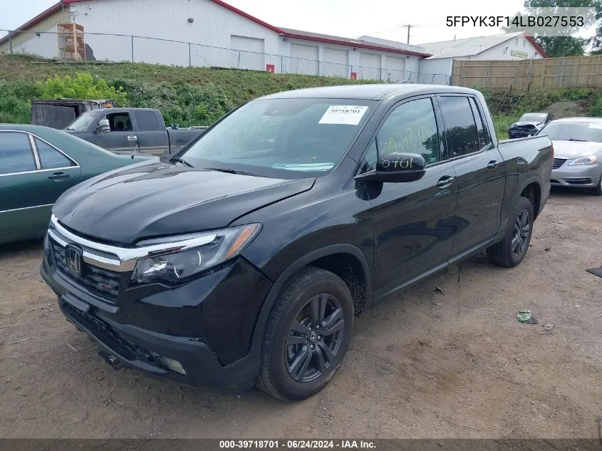 2020 Honda Ridgeline Awd Sport VIN: 5FPYK3F14LB027553 Lot: 39718701