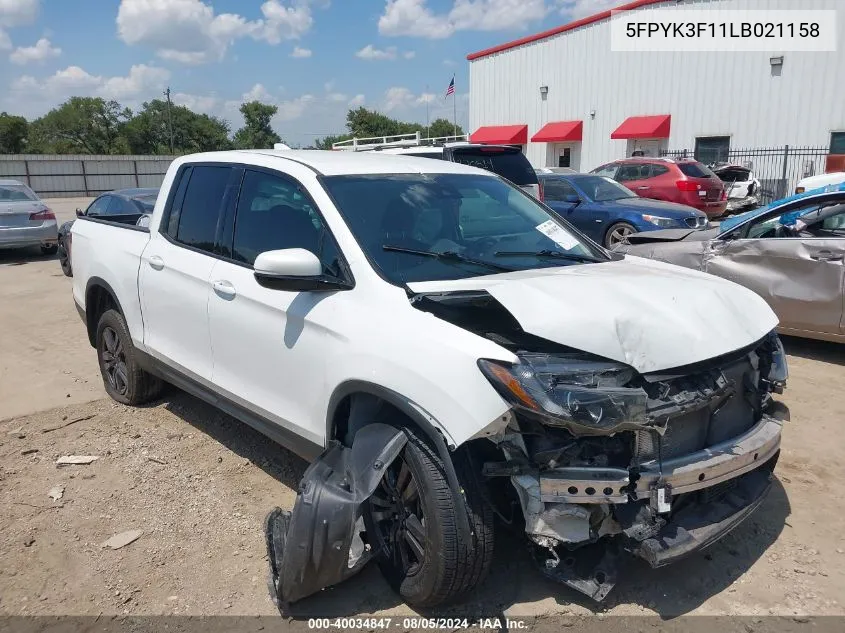 2020 Honda Ridgeline Awd Sport VIN: 5FPYK3F11LB021158 Lot: 40034847