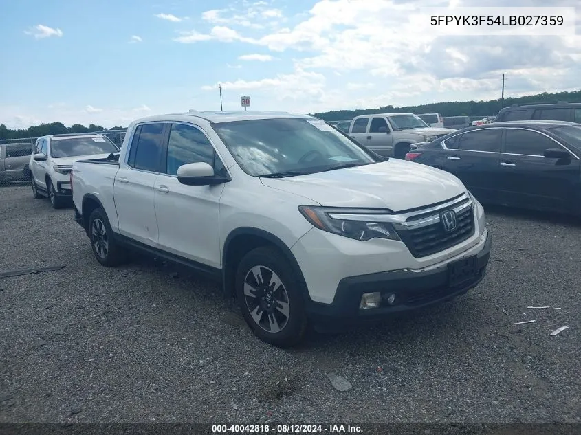 2020 Honda Ridgeline Awd Rtl VIN: 5FPYK3F54LB027359 Lot: 40042818