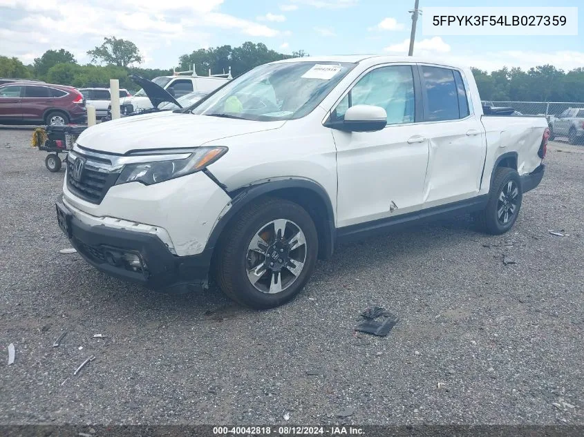 2020 Honda Ridgeline Awd Rtl VIN: 5FPYK3F54LB027359 Lot: 40042818