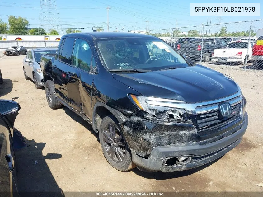 2020 Honda Ridgeline Awd Sport VIN: 5FPYK3F16LB021978 Lot: 40156144