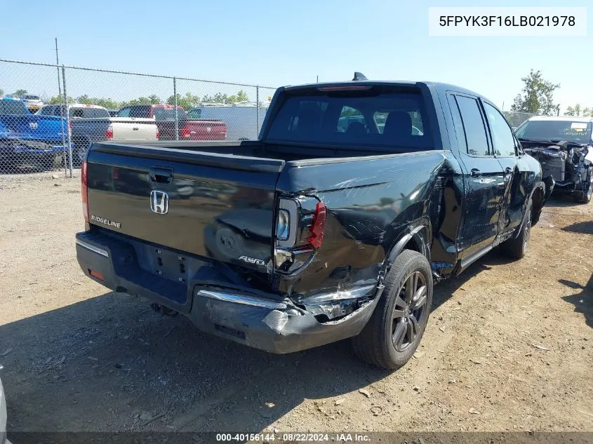 5FPYK3F16LB021978 2020 Honda Ridgeline Awd Sport