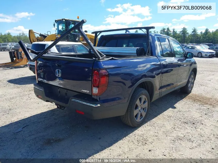 2020 Honda Ridgeline Rtl VIN: 5FPYK3F70LB009068 Lot: 40287719