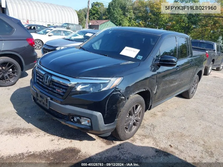 2020 Honda Ridgeline Sport VIN: 5FPYK3F19LB021960 Lot: 40325783