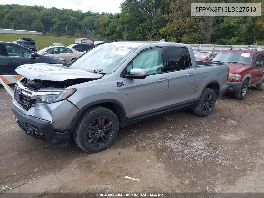 2020 Honda Ridgeline Awd Sport VIN: 5FPYK3F13LB027513 Lot: 40366304