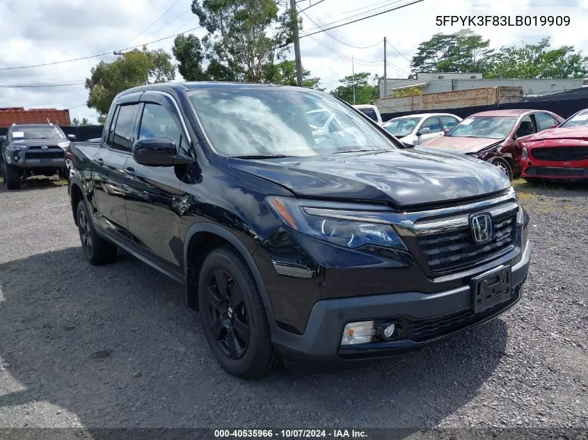 2020 Honda Ridgeline Black Edition VIN: 5FPYK3F83LB019909 Lot: 40535966