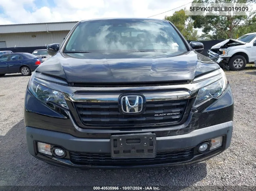 2020 Honda Ridgeline Black Edition VIN: 5FPYK3F83LB019909 Lot: 40535966