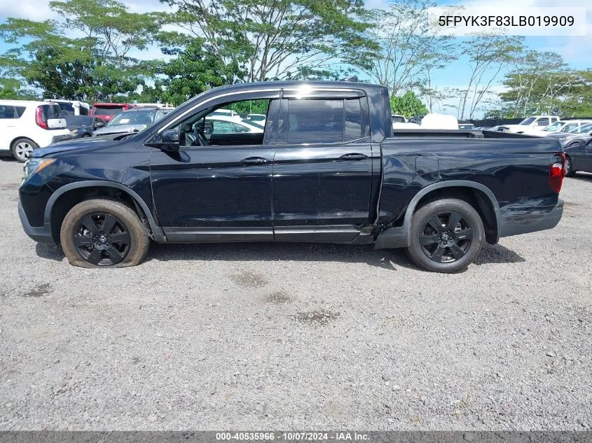 2020 Honda Ridgeline Black Edition VIN: 5FPYK3F83LB019909 Lot: 40535966