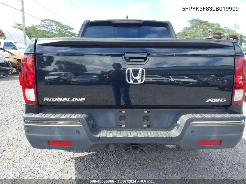 2020 Honda Ridgeline Black Edition VIN: 5FPYK3F83LB019909 Lot: 40535966