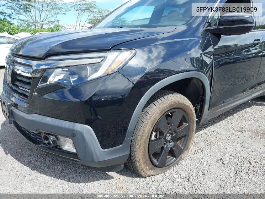 2020 Honda Ridgeline Black Edition VIN: 5FPYK3F83LB019909 Lot: 40535966