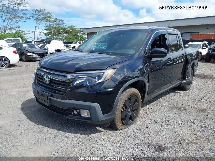 5FPYK3F83LB019909 2020 Honda Ridgeline Black Edition