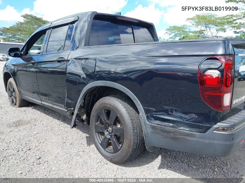 2020 Honda Ridgeline Black Edition VIN: 5FPYK3F83LB019909 Lot: 40535966