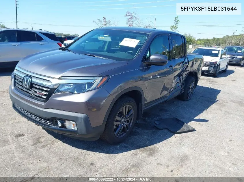 2020 Honda Ridgeline Sport VIN: 5FPYK3F15LB031644 Lot: 40692222