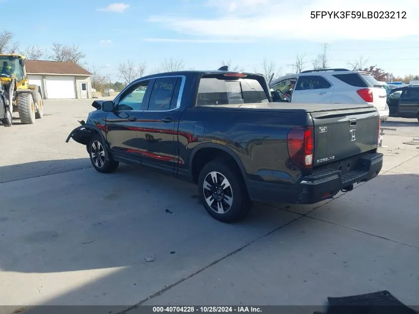 2020 Honda Ridgeline Awd Rtl VIN: 5FPYK3F59LB023212 Lot: 40704228