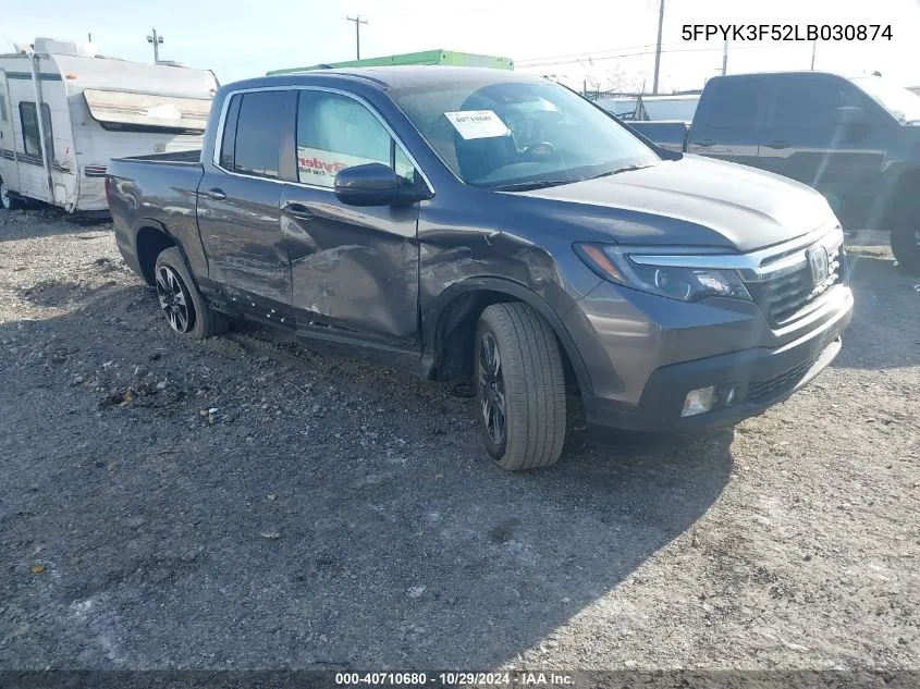 2020 Honda Ridgeline Awd Rtl VIN: 5FPYK3F52LB030874 Lot: 40710680