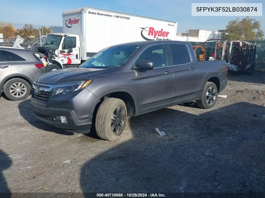 2020 Honda Ridgeline Awd Rtl VIN: 5FPYK3F52LB030874 Lot: 40710680