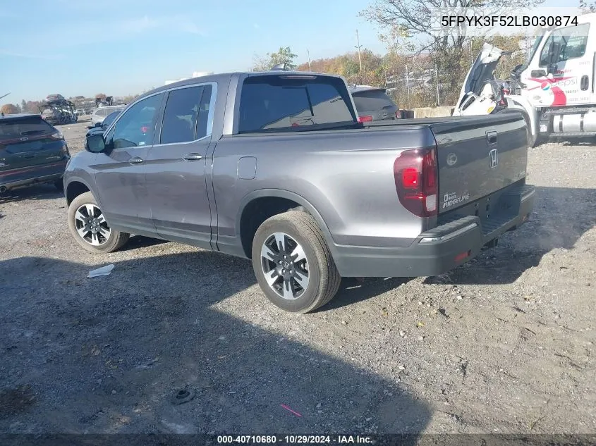 2020 Honda Ridgeline Awd Rtl VIN: 5FPYK3F52LB030874 Lot: 40710680