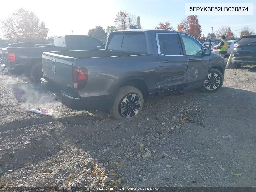 2020 Honda Ridgeline Awd Rtl VIN: 5FPYK3F52LB030874 Lot: 40710680