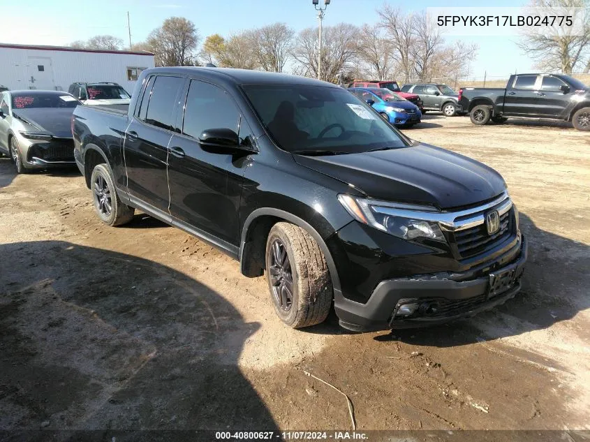 2020 Honda Ridgeline Awd Sport VIN: 5FPYK3F17LB024775 Lot: 40800627