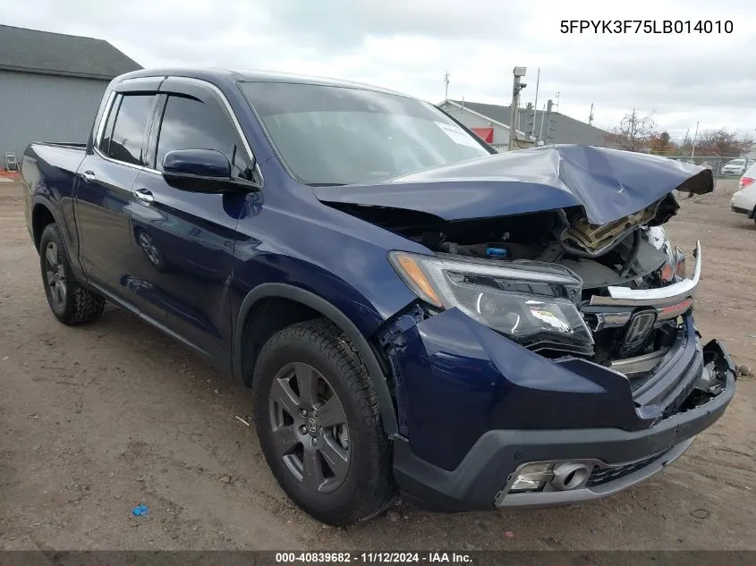 2020 Honda Ridgeline Rtl-E VIN: 5FPYK3F75LB014010 Lot: 40839682