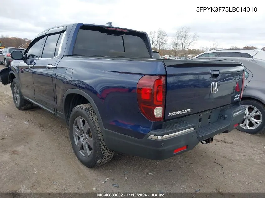 2020 Honda Ridgeline Rtl-E VIN: 5FPYK3F75LB014010 Lot: 40839682