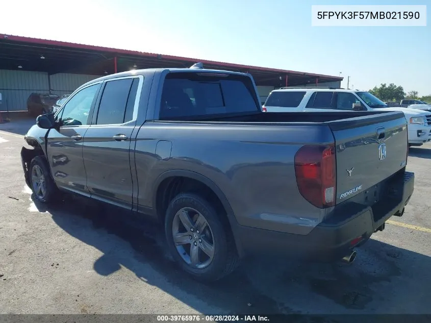 5FPYK3F57MB021590 2021 Honda Ridgeline Awd Rtl