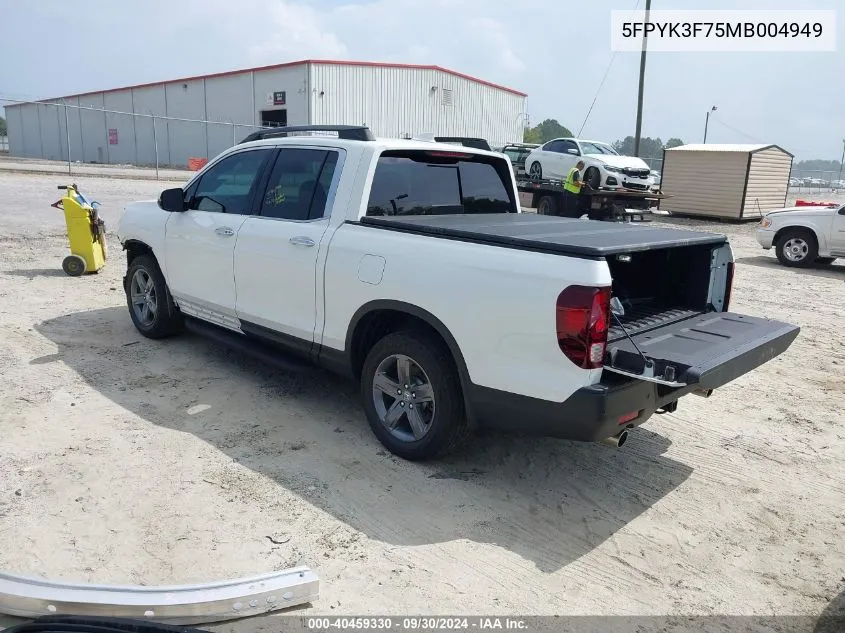 2021 Honda Ridgeline Rtl-E VIN: 5FPYK3F75MB004949 Lot: 40459330