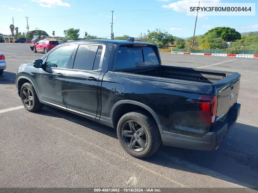 2021 Honda Ridgeline Black Edition VIN: 5FPYK3F80MB008464 Lot: 40613663