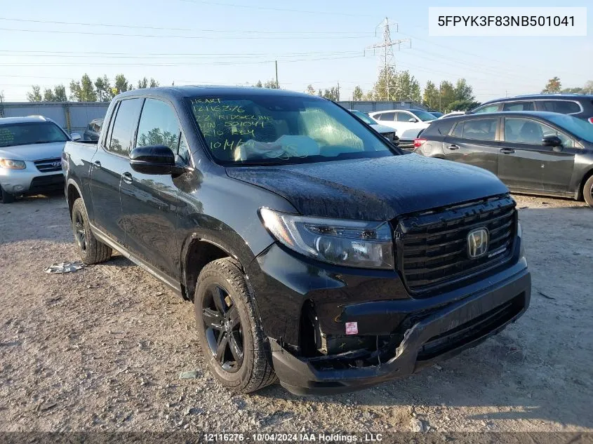 2022 Honda Ridgeline VIN: 5FPYK3F83NB501041 Lot: 12116276