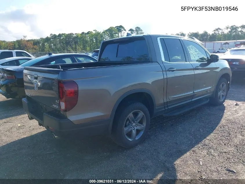 5FPYK3F53NB019546 2022 Honda Ridgeline Rtl