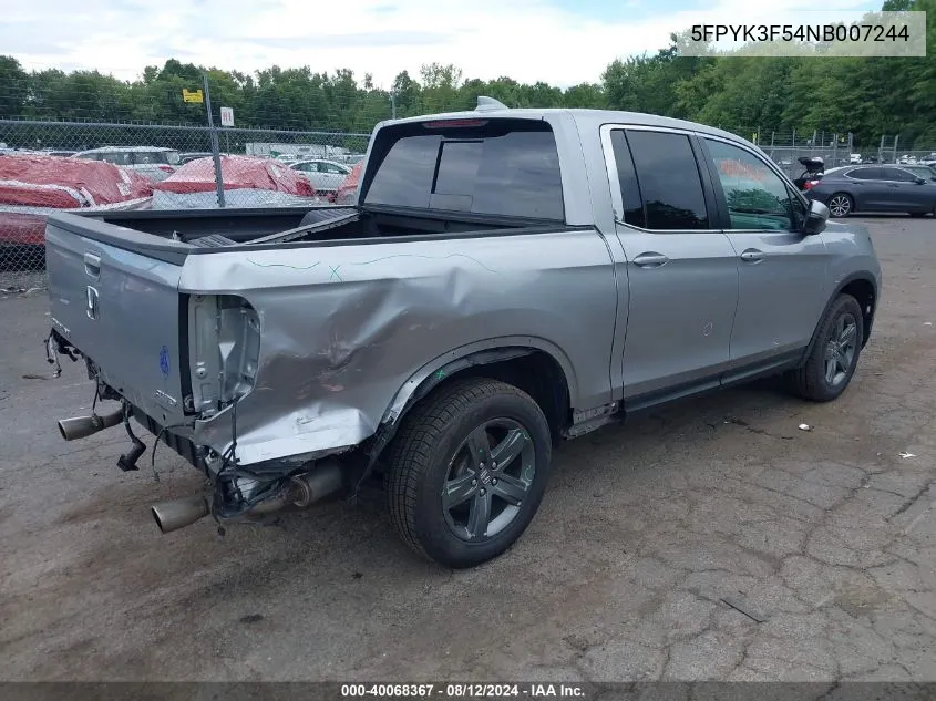 2022 Honda Ridgeline Rtl VIN: 5FPYK3F54NB007244 Lot: 40068367