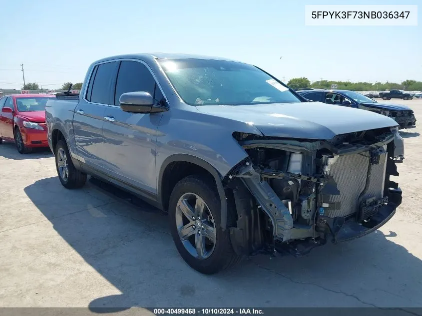 2022 Honda Ridgeline Rtl-E VIN: 5FPYK3F73NB036347 Lot: 40499468