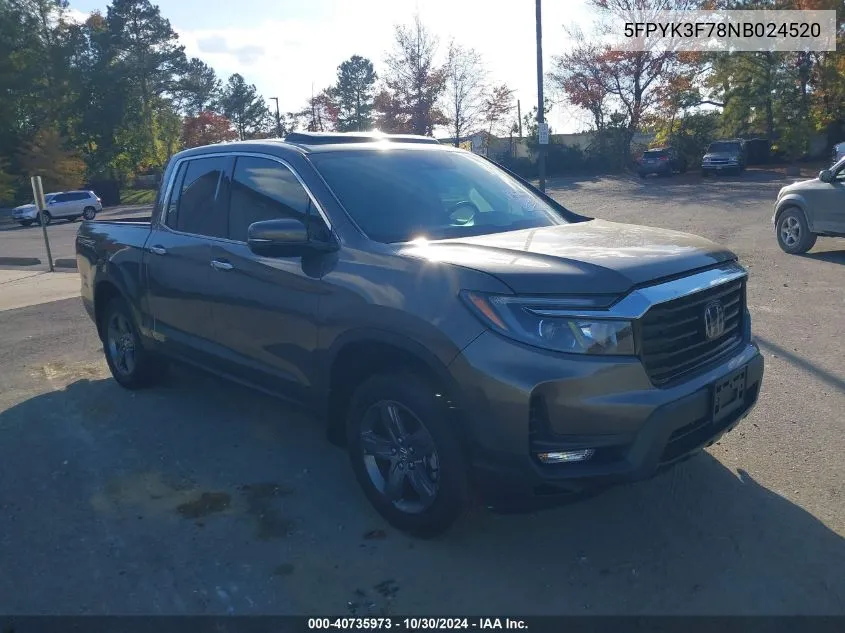 2022 Honda Ridgeline Rtl-E VIN: 5FPYK3F78NB024520 Lot: 40735973