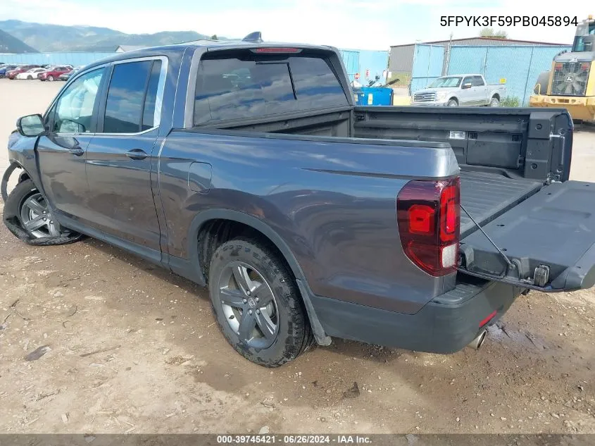 2023 Honda Ridgeline Rtl VIN: 5FPYK3F59PB045894 Lot: 39745421