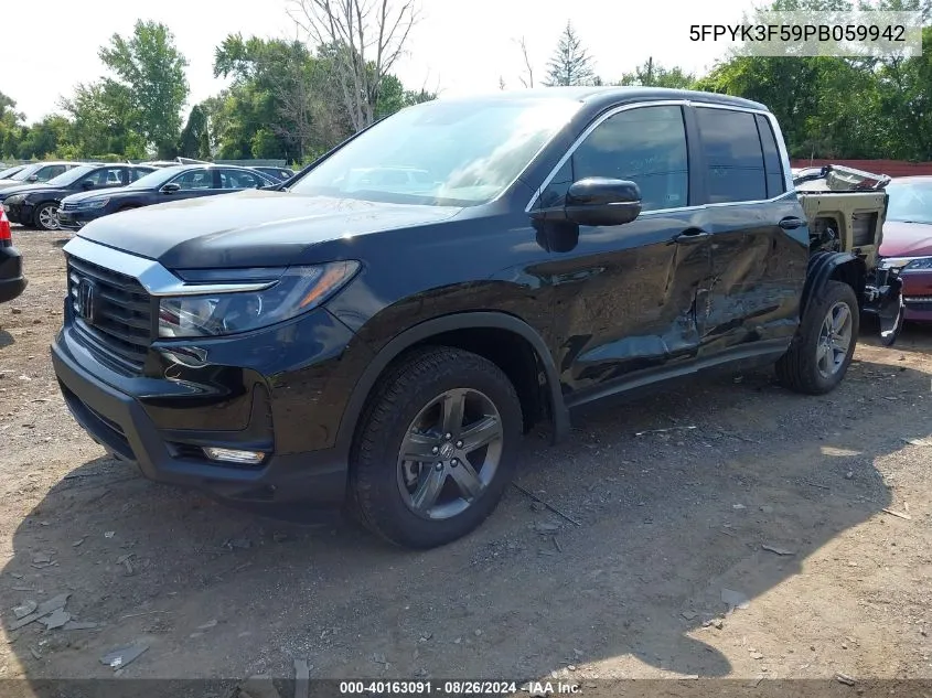 2023 Honda Ridgeline Rtl VIN: 5FPYK3F59PB059942 Lot: 40163091