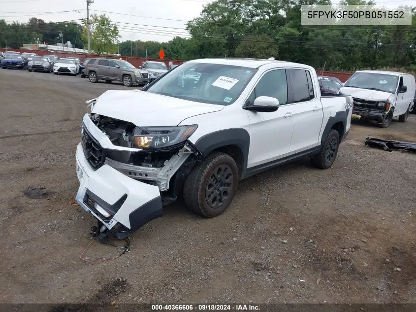 2023 Honda Ridgeline Rtl VIN: 5FPYK3F50PB051552 Lot: 40366606