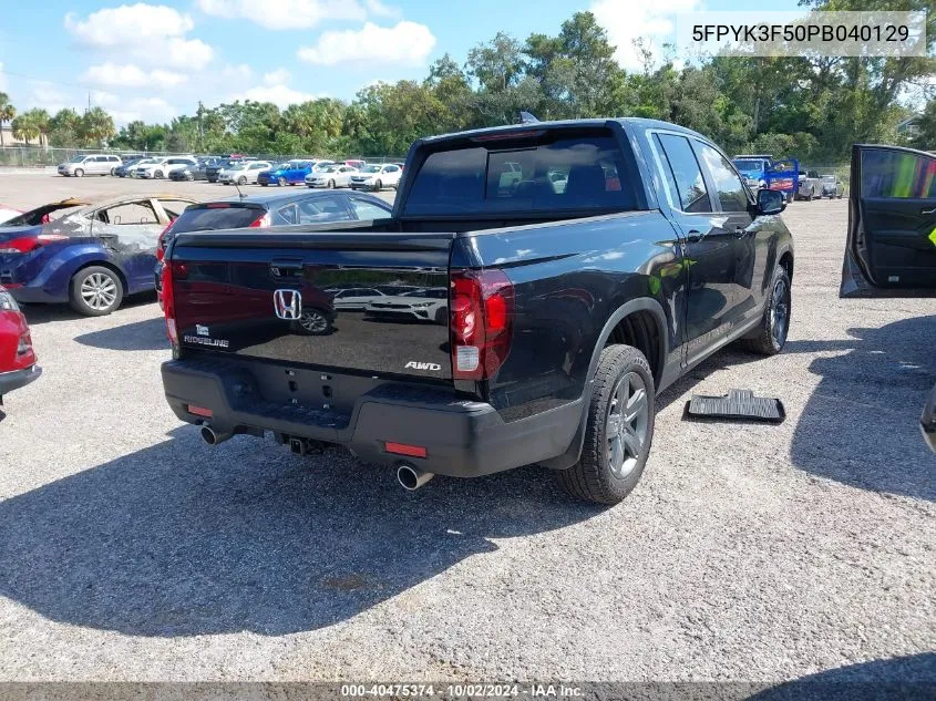 2023 Honda Ridgeline Rtl VIN: 5FPYK3F50PB040129 Lot: 40475374