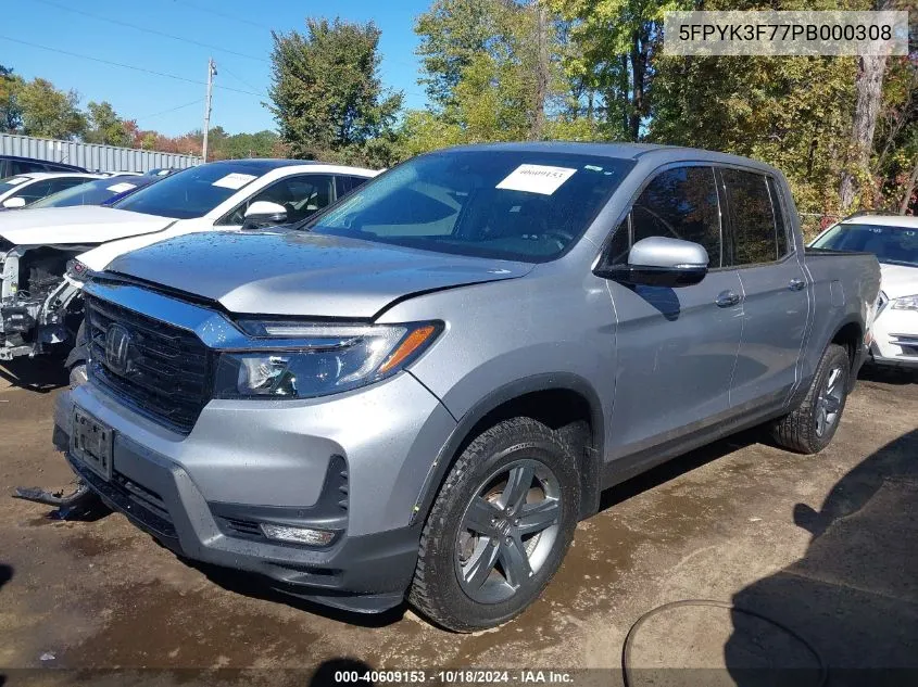 2023 Honda Ridgeline Rtl-E VIN: 5FPYK3F77PB000308 Lot: 40609153