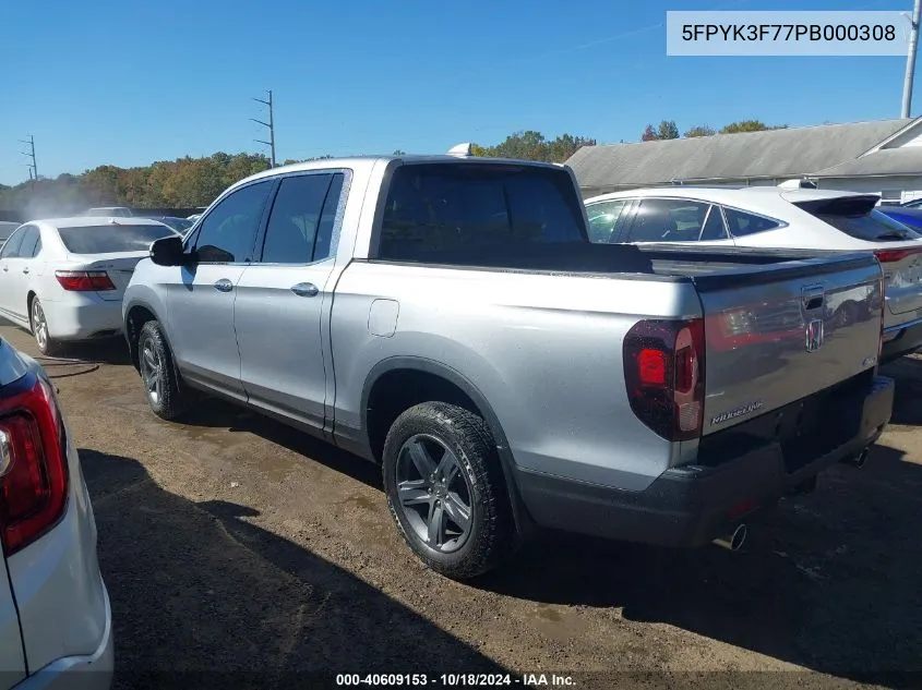 2023 Honda Ridgeline Rtl-E VIN: 5FPYK3F77PB000308 Lot: 40609153