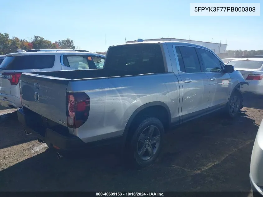 2023 Honda Ridgeline Rtl-E VIN: 5FPYK3F77PB000308 Lot: 40609153