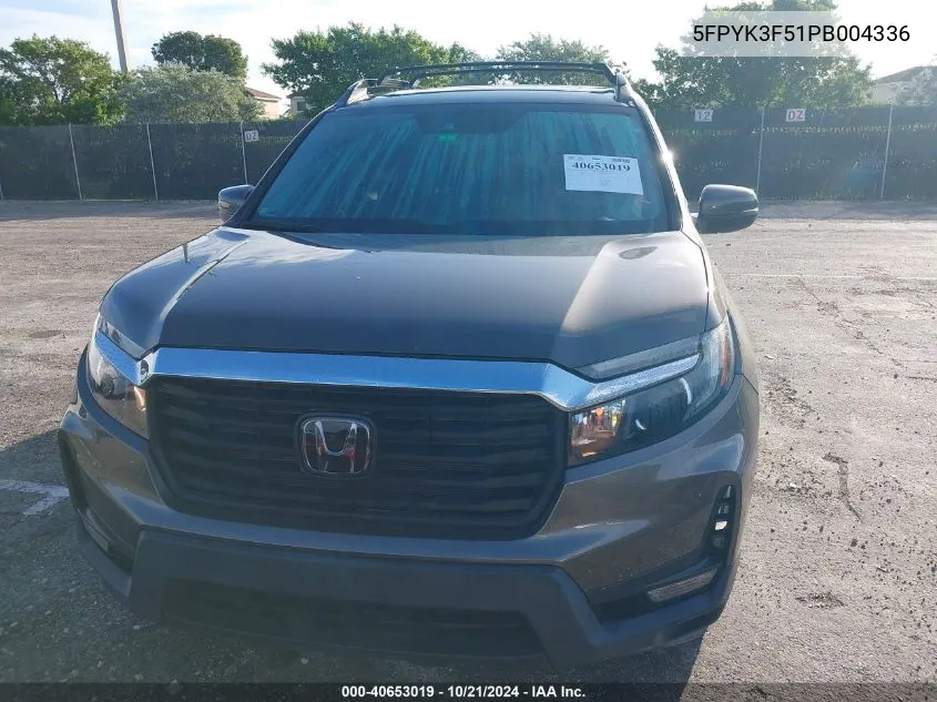 2023 Honda Ridgeline Rtl VIN: 5FPYK3F51PB004336 Lot: 40653019