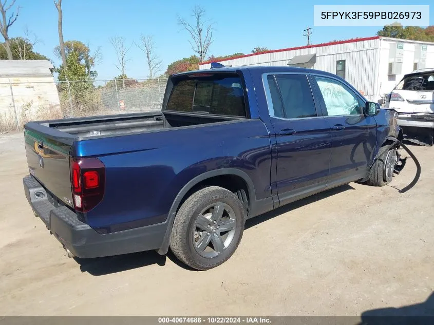 2023 Honda Ridgeline Rtl VIN: 5FPYK3F59PB026973 Lot: 40674686