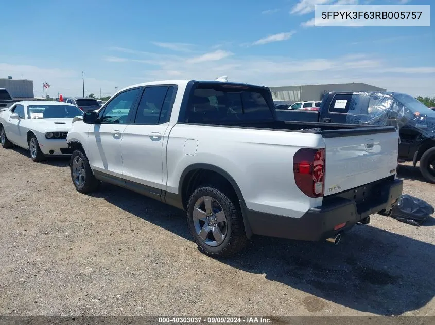 2024 Honda Ridgeline Trailsport VIN: 5FPYK3F63RB005757 Lot: 40303037