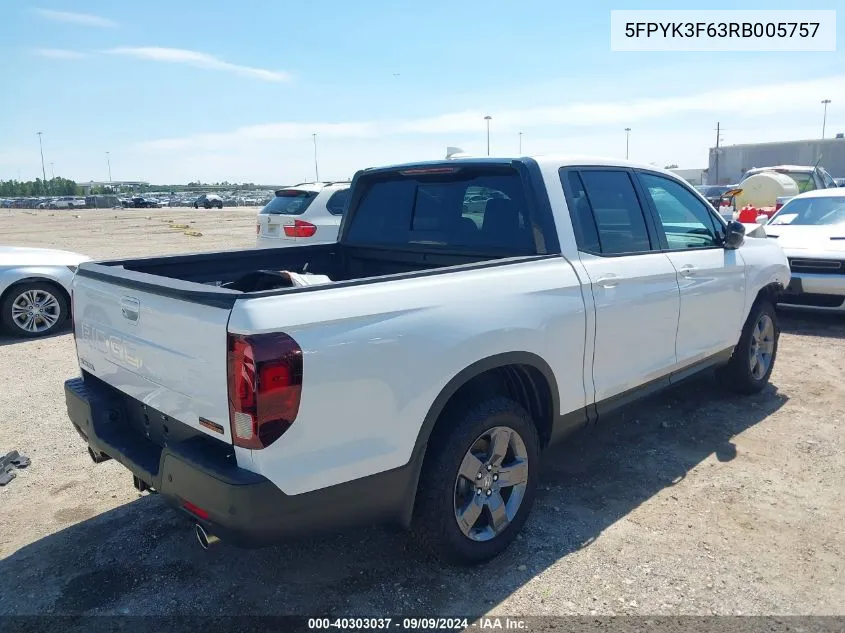 2024 Honda Ridgeline Trailsport VIN: 5FPYK3F63RB005757 Lot: 40303037