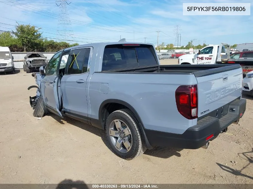 2024 Honda Ridgeline Rtl VIN: 5FPYK3F56RB019806 Lot: 40330263