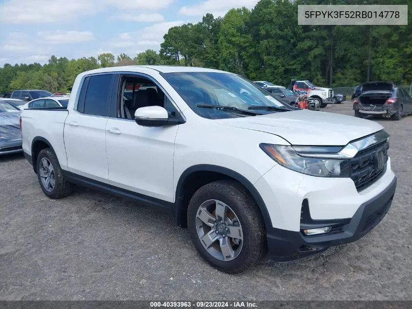 2024 Honda Ridgeline Rtl VIN: 5FPYK3F52RB014778 Lot: 40393963